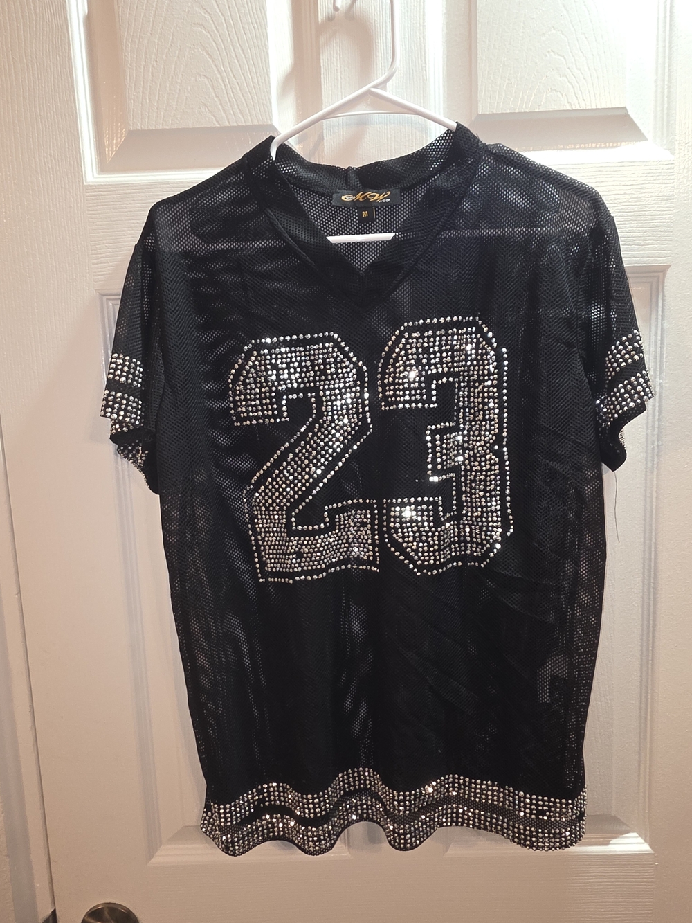 New Era Rhinestone 23 Mesh Jersey in Black Size Medium Like New